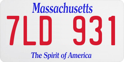 MA license plate 7LD931