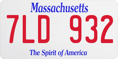 MA license plate 7LD932