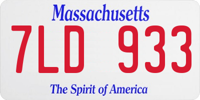 MA license plate 7LD933