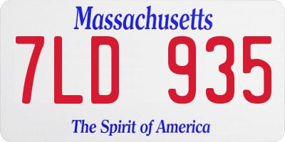 MA license plate 7LD935