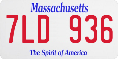 MA license plate 7LD936