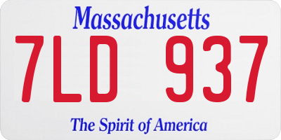 MA license plate 7LD937