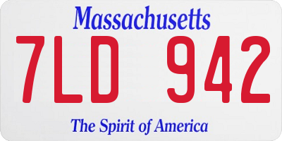 MA license plate 7LD942