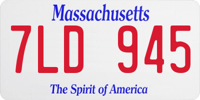 MA license plate 7LD945