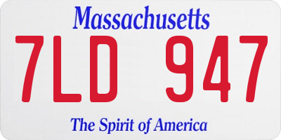 MA license plate 7LD947