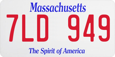 MA license plate 7LD949