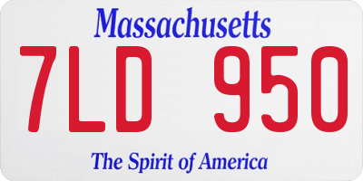 MA license plate 7LD950