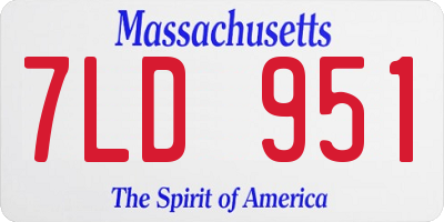 MA license plate 7LD951