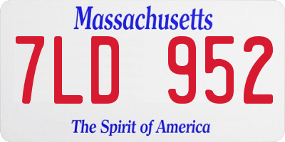 MA license plate 7LD952