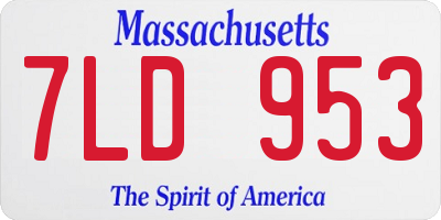 MA license plate 7LD953