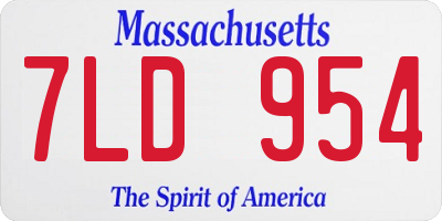 MA license plate 7LD954