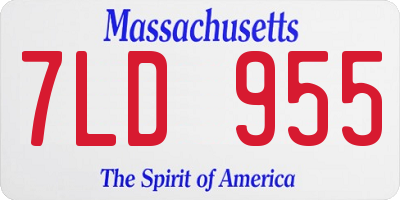 MA license plate 7LD955