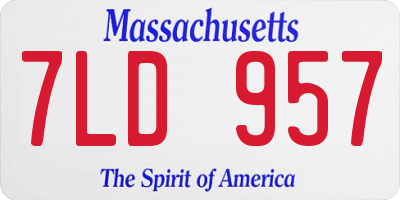 MA license plate 7LD957