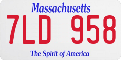 MA license plate 7LD958