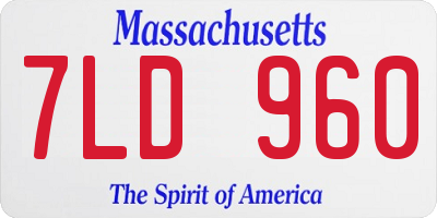 MA license plate 7LD960