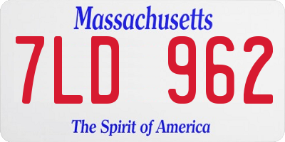 MA license plate 7LD962