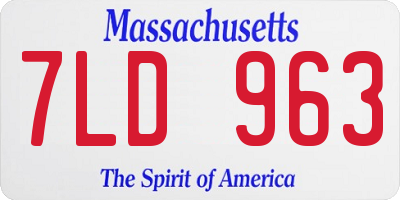 MA license plate 7LD963