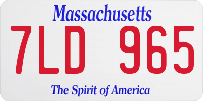 MA license plate 7LD965