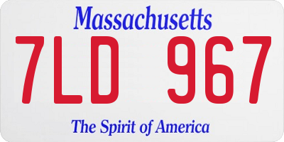 MA license plate 7LD967