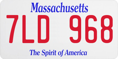MA license plate 7LD968