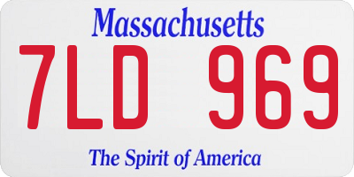 MA license plate 7LD969