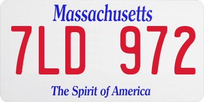 MA license plate 7LD972