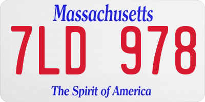 MA license plate 7LD978