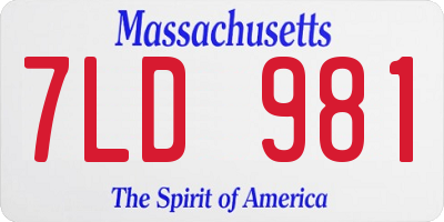 MA license plate 7LD981