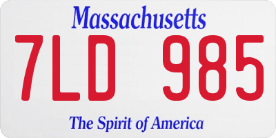 MA license plate 7LD985