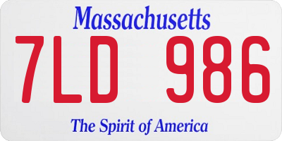 MA license plate 7LD986