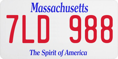 MA license plate 7LD988