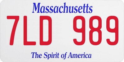 MA license plate 7LD989
