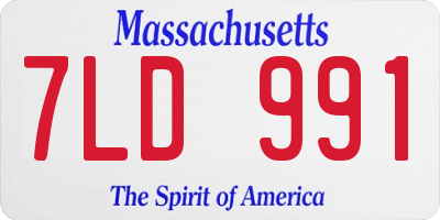 MA license plate 7LD991