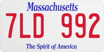 MA license plate 7LD992