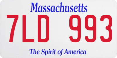 MA license plate 7LD993