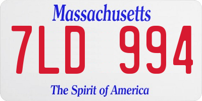 MA license plate 7LD994