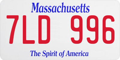 MA license plate 7LD996