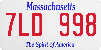 MA license plate 7LD998