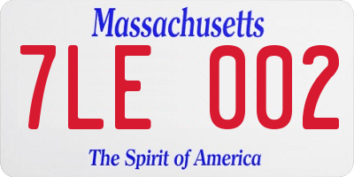 MA license plate 7LE002