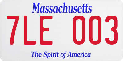 MA license plate 7LE003