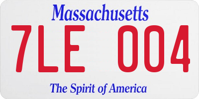 MA license plate 7LE004