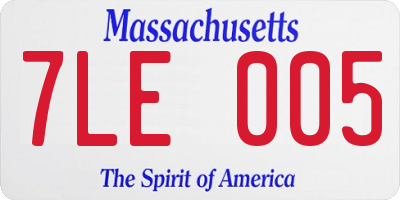 MA license plate 7LE005