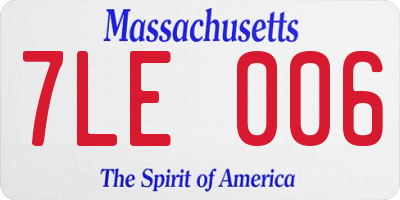 MA license plate 7LE006