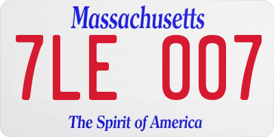 MA license plate 7LE007