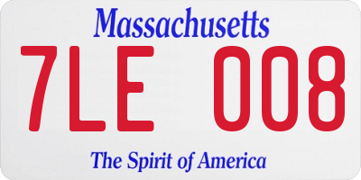 MA license plate 7LE008