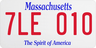 MA license plate 7LE010