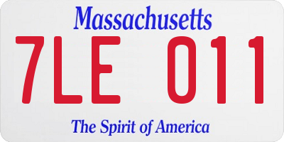 MA license plate 7LE011