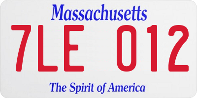 MA license plate 7LE012
