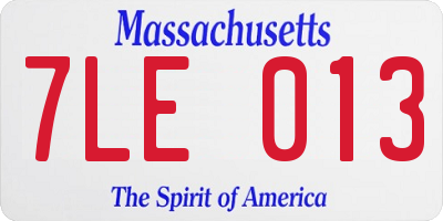 MA license plate 7LE013