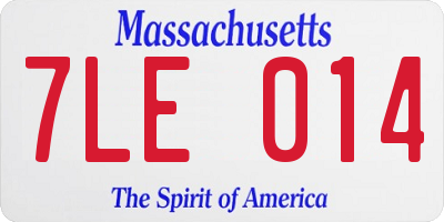 MA license plate 7LE014